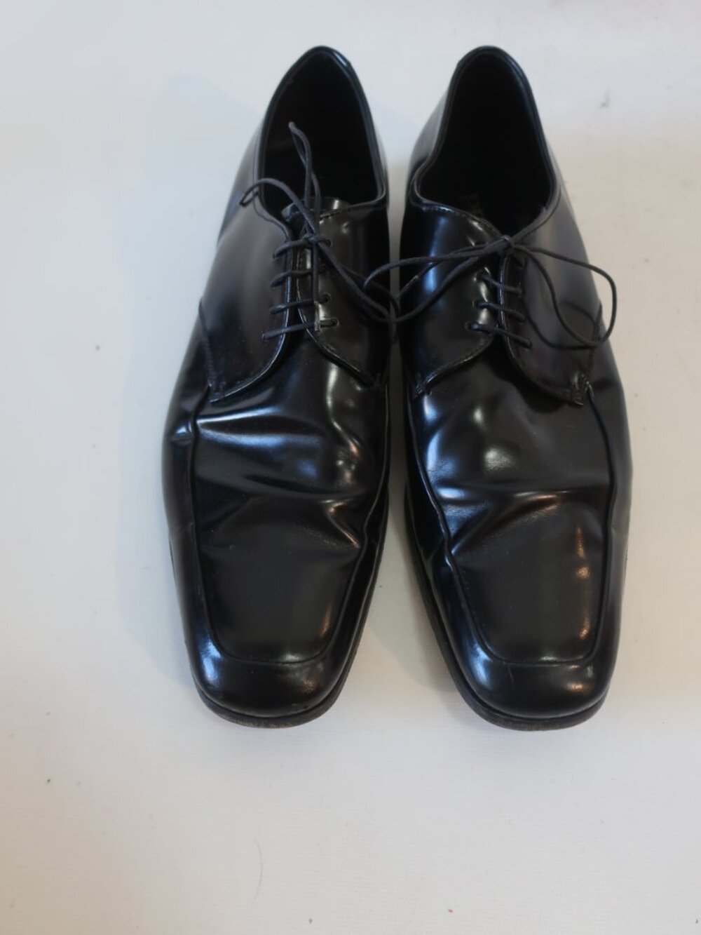 Mens Prada Black Leather Square Toe Oxford Lace Up Shoes Size 11 - Picture 2 of 12
